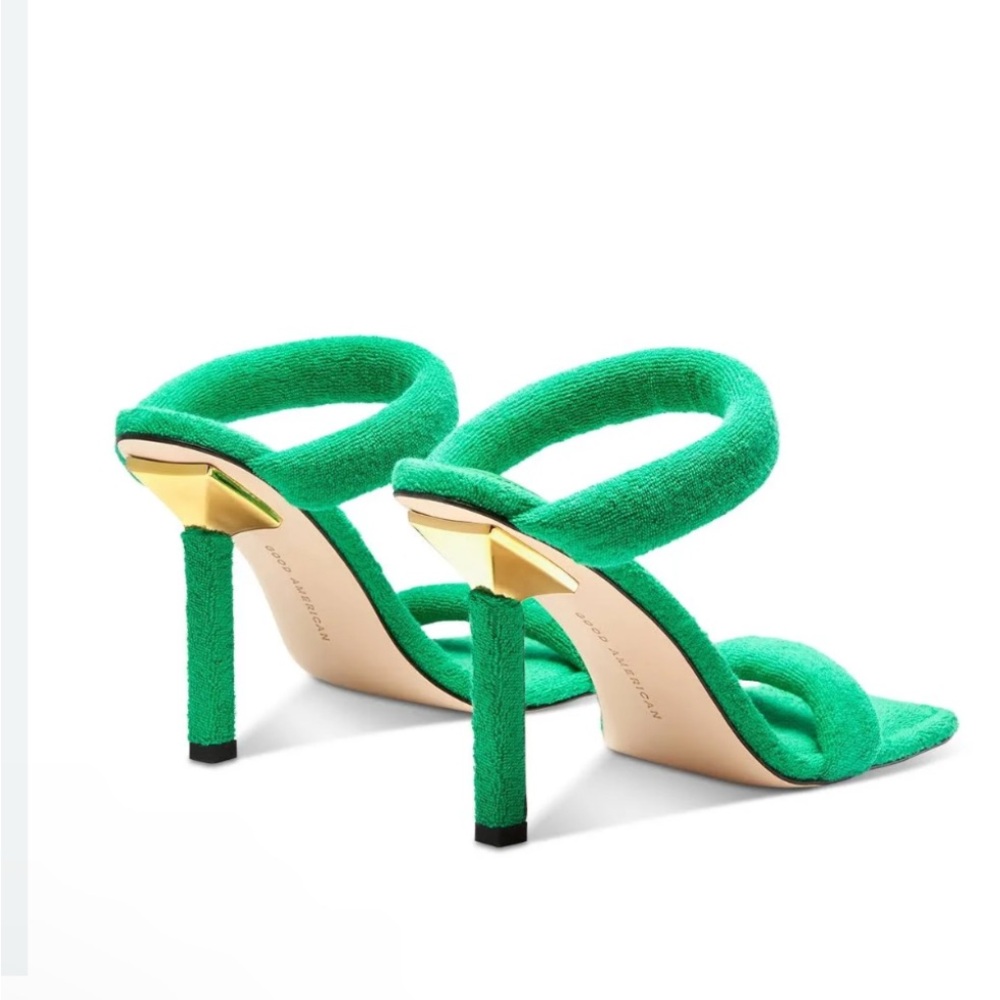 Good American Green and Gold Heels